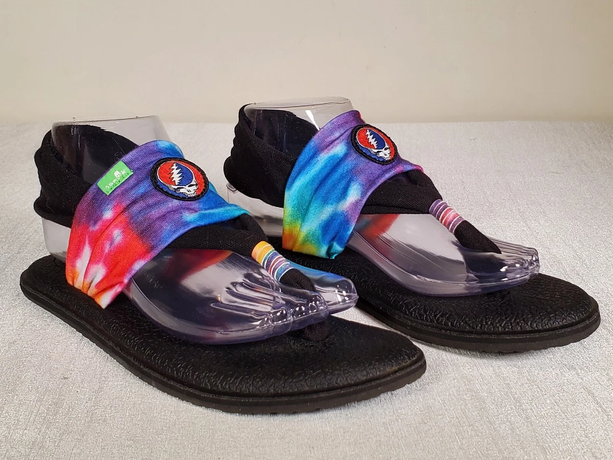 Sanuk X Grateful Dead Yoga Sling 2 Sandals Tie Dye Steal Your Face