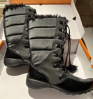 SPORTO black Waterproof Fur Lined Boots Ladies 10M Bernice W/box