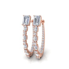 3.80Ct Inside Out Diamond Hoop Earrings in 18K Rose Gold Wedding Gift for Bride