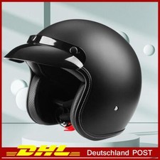 Moped Motorrad Helm matt schwarz Helm Motorradhelm Sturzhelm Oldtimer Jethelm