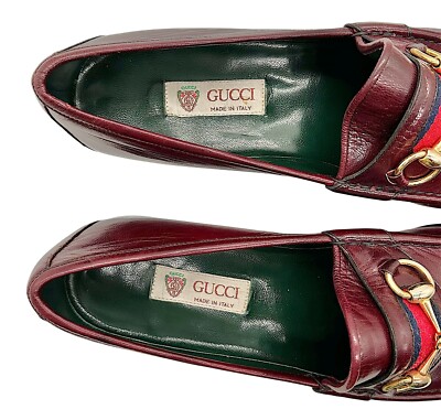 NOS Vintage GUCCI Leather 1953 Horsebit Web Striped Men display picture 3