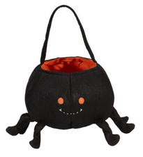 NWT/NEW IN BAG WITH TAG POTTERY BARN KIDS BLACK AND ORANGE EYED SPIDER TREAT BAG