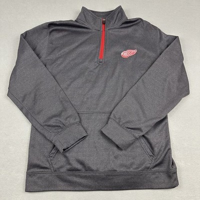 Detroit Red Wings Sweater Men Medium Gray 1/4 Zip Long Sleeve NHL Pullover M