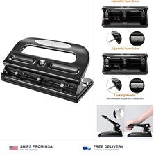 Amazon Basics Semi-Adjustable 3-Hole Punch, 30 Sheet Capacity, Black