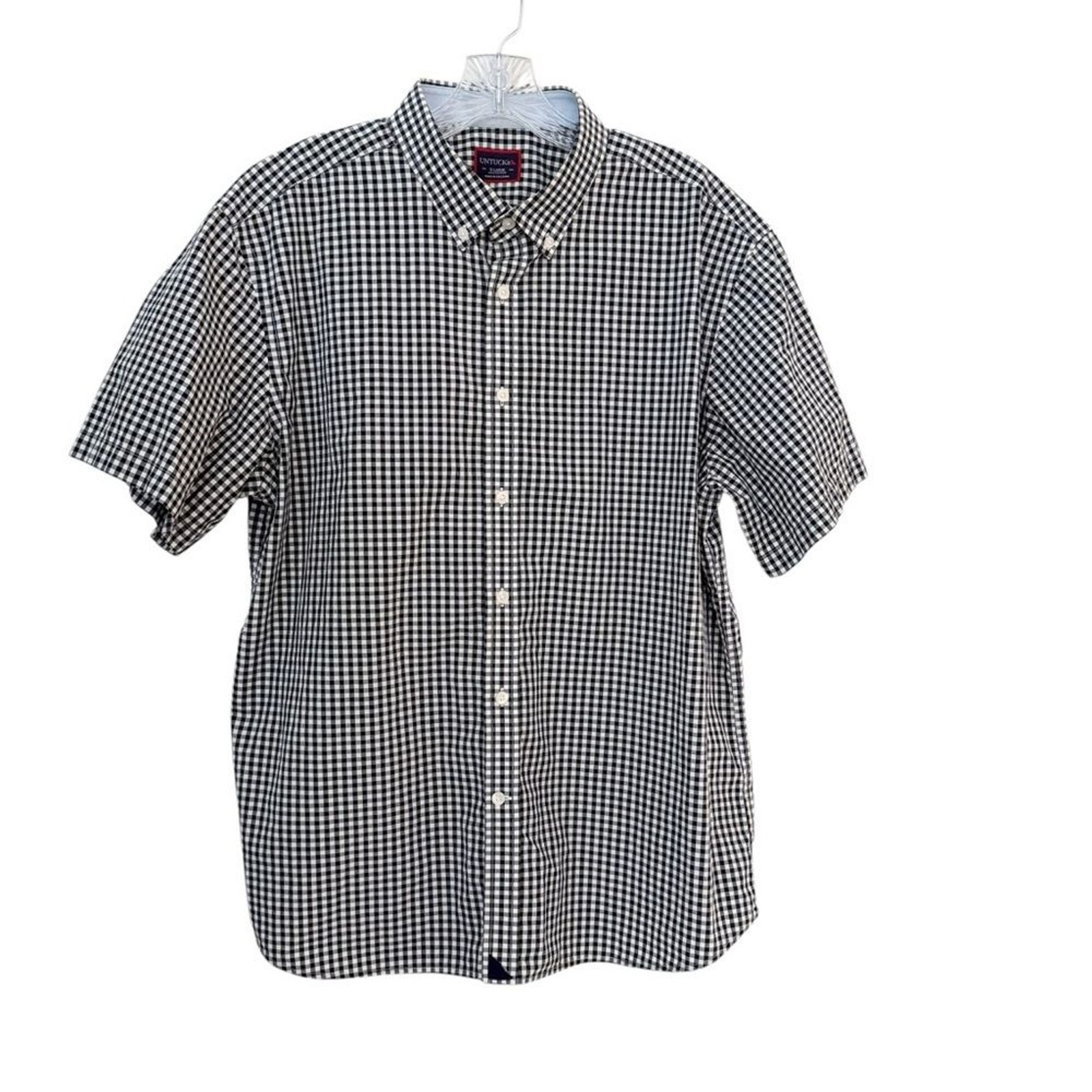Untuckit Black White Checked Button Down Shirt si… - image 1