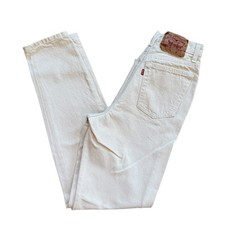 Vintage Levis 17501-0652 High Waisted Cream Jeans Made in USA Size 7 Button Fly