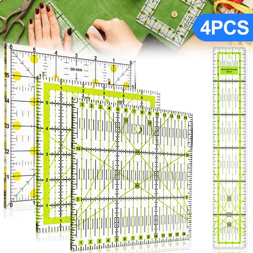 4Pcs Acrylic Quilting Ruler Set Square and Rectangle Sewing Fabric Cutting Tools