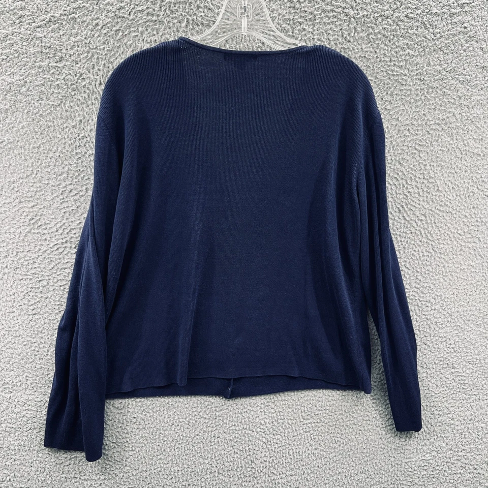 Cárdigan Alfani para mujer XL azul marino 100 % seda suéter clásico minimalista ropa de trabajo Foto 2 de 4