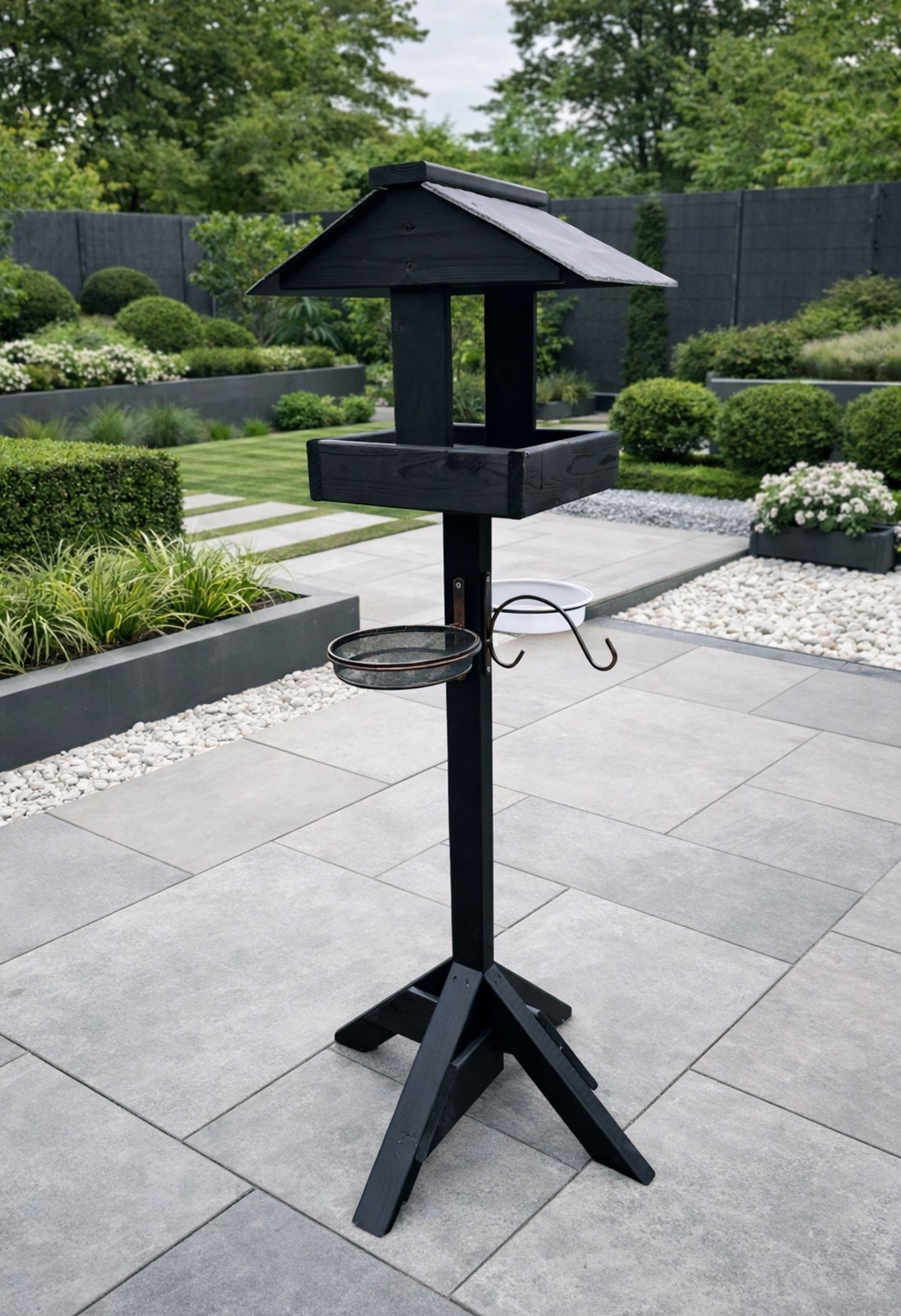 Garden Wooden Bird Table Bird Feeding Station Feeder Stand Water Bath Seed Tray