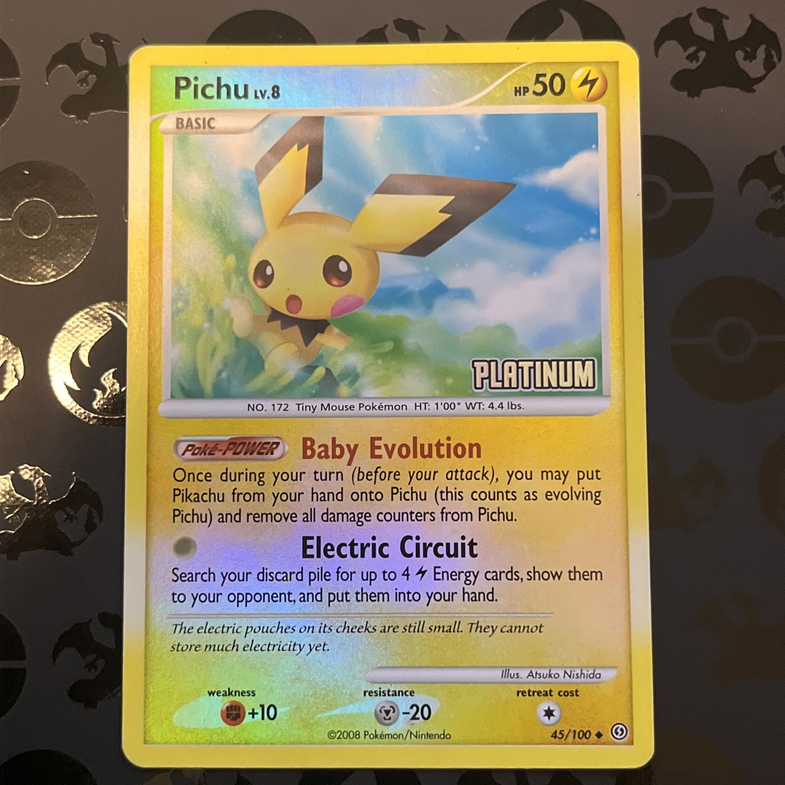 Pokemon - Pichu 45/100 Platinum Reverse Holo Burger King Promo Stamped MP