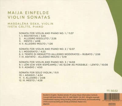 MAGDALENA GEKA / IVETA CALITE MAIJA EINFELDE: VIOLIN SONATAS NEW CD