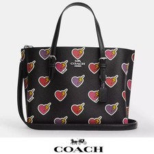 NWT    Coach Mollie Tote Bag 25 With Heart Bolt Print