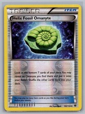 Helix Fossil Omanyte 102/124 Uncommon Fates Collide Pokemon Reverse Holo NM