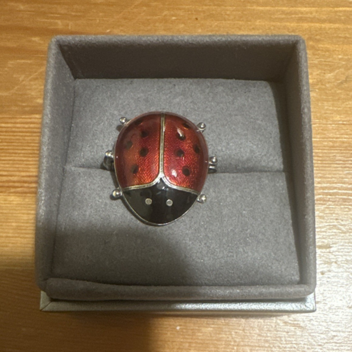 David-Andersen Sterling Silver Enamel Ladybug Brooch Red Black Pin