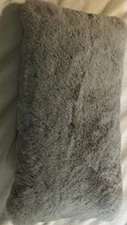 Unhide Squish Pillow 10”x18” Light Gray Faux Fur Plush Soft Rectangular Cushion