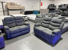 Roma | 2+2 Seater | Grey Fabric Recliner Sofa With Cupholders