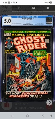 MARVEL SPOTLIGHT #5. FIRST APPEARANCE GHOST RIDER! CGC 5.0.HOT BOOK!LOWER PRICE!
