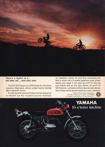 1970 Yamaha Enduro Motorcycle: Theres a Rhythm Vintage Print Ad