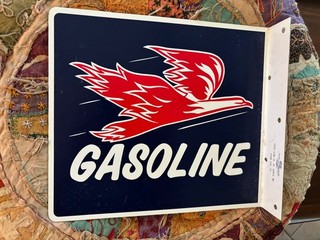 PURE OIL CO. GASOLINE D/S ADVERTISING ORIGINAL SERVICE STAT. SHOP 1950s OIL SIGN