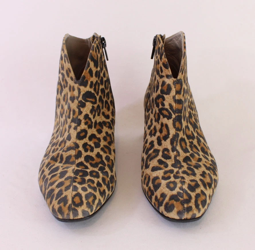 FS/NY Comfort Beige Black Tan Leopard Print Side Zip Ankle Boot Bootie 38 8 - Image 2 of 4