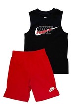 NEW Nike Little BoysTank Top  Short Set, Red/Black sz 6 