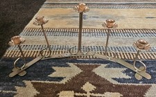Vintage Brass Metal Candle Holder 5 Candles table top adjustable 24.75in l x 9.5
