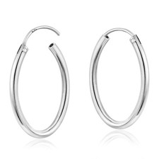 Minimalist 2mm Small Oval Lightweight .925 Silver Endless Hoop Earrings