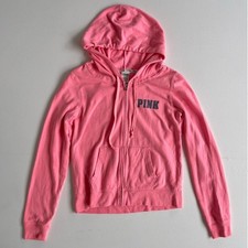 Vtg Y2K Victoria's Secret PINK Zip Up Hooded Sweatshirt / Sz M / Love Pink