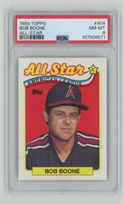 1989 TOPPS BOB BOONE PSA 8 CALIFORNIA ANGELS #404 POP 3 ONLY 9 HIGHER
