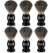 Groomsmen Gift Set of 6 Badger Hair Shaving Brushes with Ergonomic Wooden...