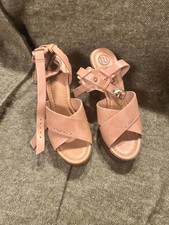 River Island Yellow Leather Platform Heeled Sandals Size 6