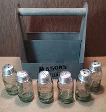 Vintage CTW Home Collection Mason Jar Salt And Pepper And Napkin Caddy..6 Jars