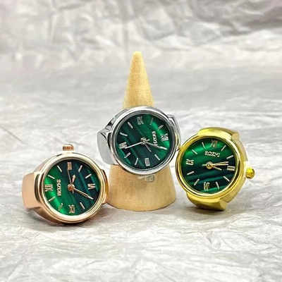 #ad Creative Alloy Shell Finger Ring Watch Green Dial Couple Men Women $10.99