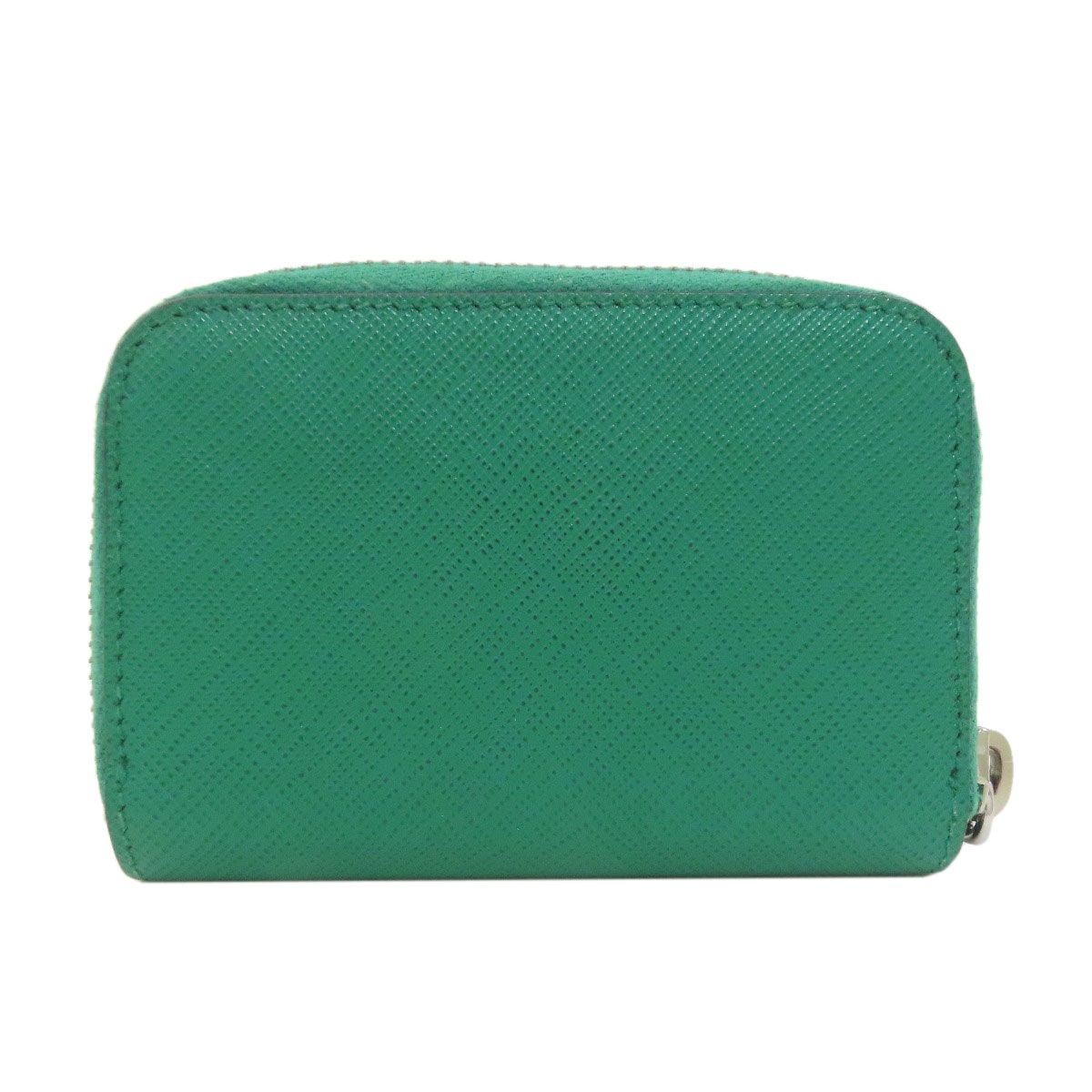 Prada Saffiano Card Case Green Leather Metal Fittings Ladies Used thumbnail 2