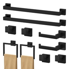 10 Piece Towel Bar Set Bath Accessories Bathroom Hardware - 304 Matte Black
