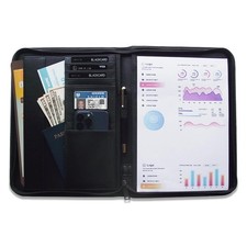 PU Leather Zipper Portfolio Binder  Business Padfolio Organizer for Men/- Pr...