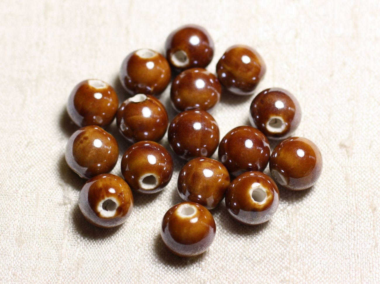 Perles céramique marron noisette 12mm pour vos ateliers création de bracelets bohèmes
