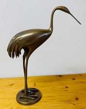 Messing Skulptur Reiher Vogel Vintage Deko 26 cm