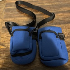 Pair Of Blue Neoprene Ear Bud Carrying Cases With Neck Straps