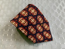 Alfred Dunhill Designer Handmade 100% Silk Tie Burgundy Navy Roman Vase Design