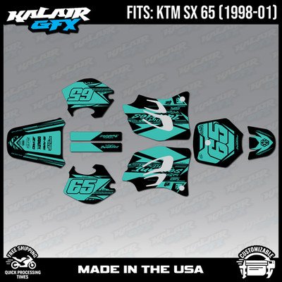 Graphics Kit for KTM 65SX SX65 (1998-2001) SX-65 Rugged Series - Teal Shift
