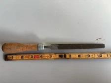 Vintage Nicholson Smooth File Made in USA ~10.5” Wood Handle Hand Tool