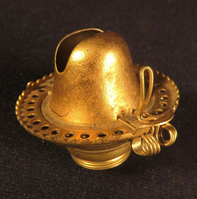 1860's Patent Dated Fancy Brass Zero Early Kerosene Oil Clip-Set Burner