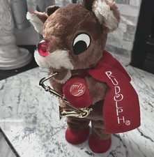 Rudolph Reindeer Plush Saxophone Dances Lighted Nose Dan Dee NO MUSIC, SEE VIDEO