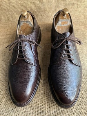 Tricker's FENWICK Dark Brown Leather Plain Toe Derby Shoes Size UK 11 || US 12