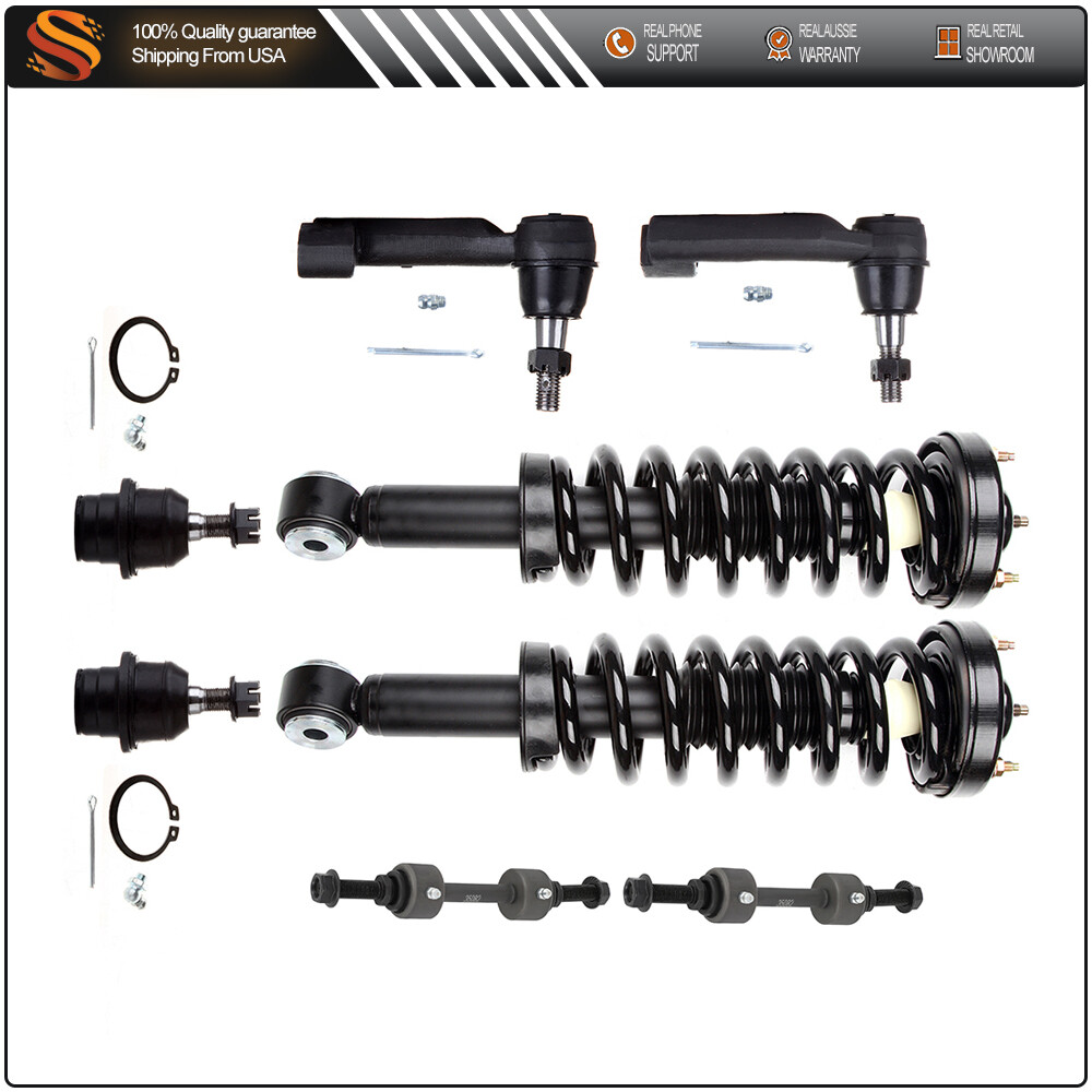 2007-2013 Ford Expedition Lincoln Navigator 8pc Front Strut Sway Bar Tie Rod Kit