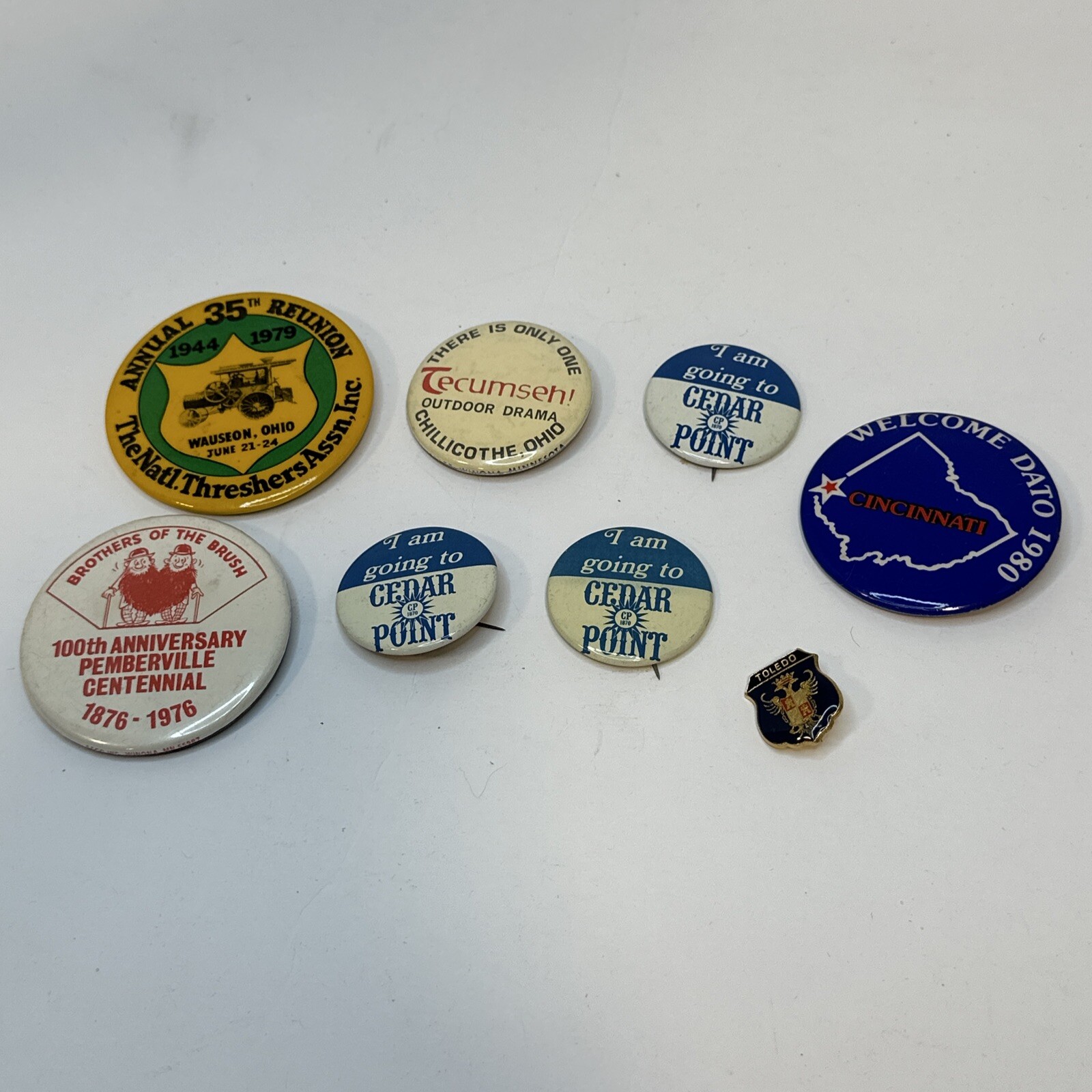 (8) Ohio OH Pins Cedar Point Cincinnati Toledo Wauseon Pemberville