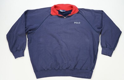 Rare Vintage POLO RALPH LAUREN Spell Out 1/4 Zip Pullover