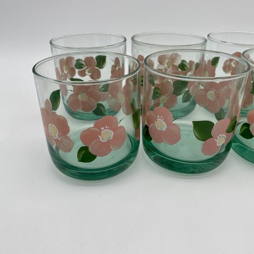 6 Libbey Desert Rose Pattern 8 Oz Tumblers Glasses - Picture 2 of 9