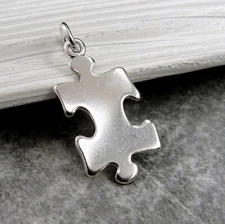 925 Sterling Silver Puzzle Piece Charm - Jigsaw Puzzle Charm - Autism Charm